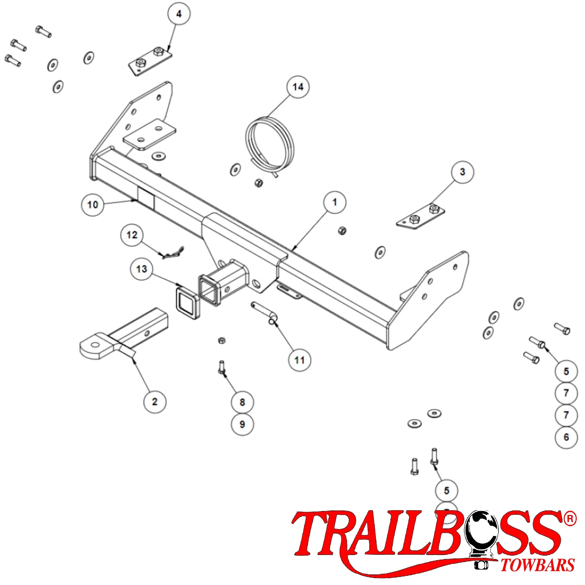 Ford Ranger 2wd & 4wd Cab Chassis No Bumper 10/2011 - 07/2015 - Towbar Kit - Image 3