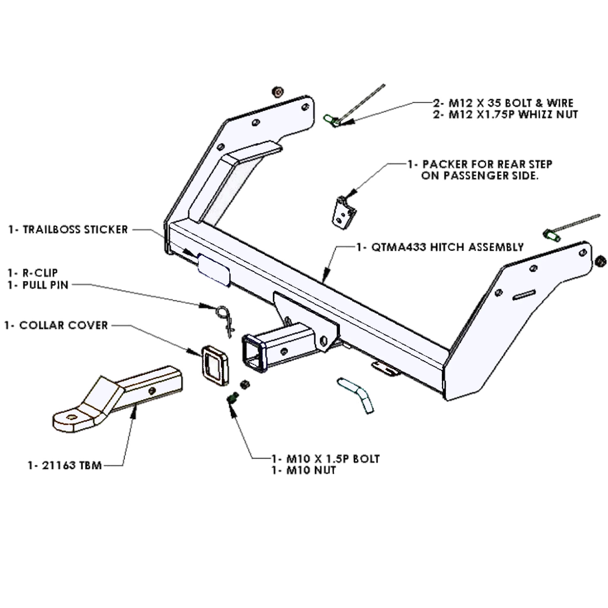Ford Ranger Hi-Rider Tub Body With Bumper 02/2007 - 09/2011 (Not XLT or Wildtrax) - Towbar Kit - Image 3