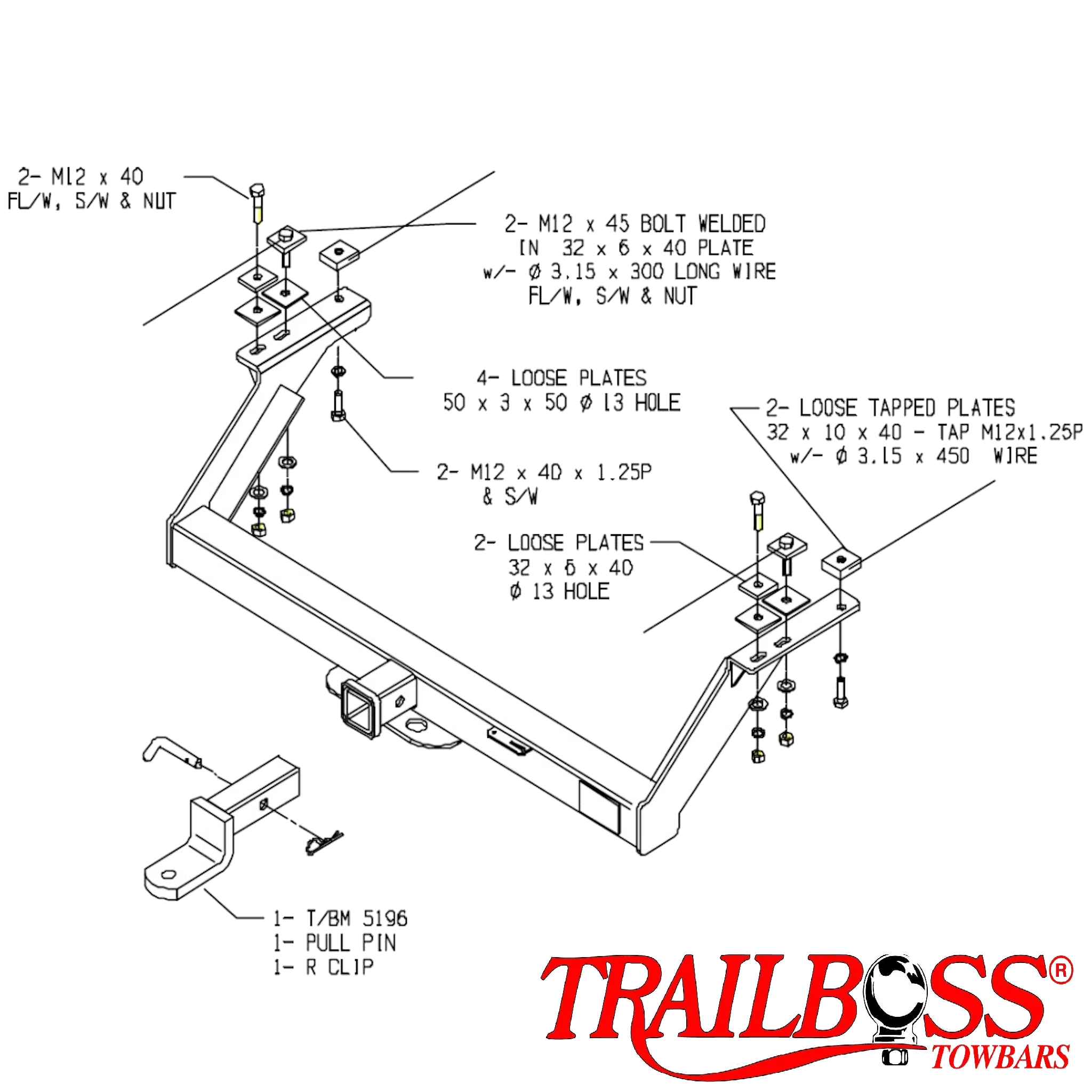Ford Courier 4wd Tub Body With Bumper 06/1985 - 12/2006 - Towbar Kit - Image 3