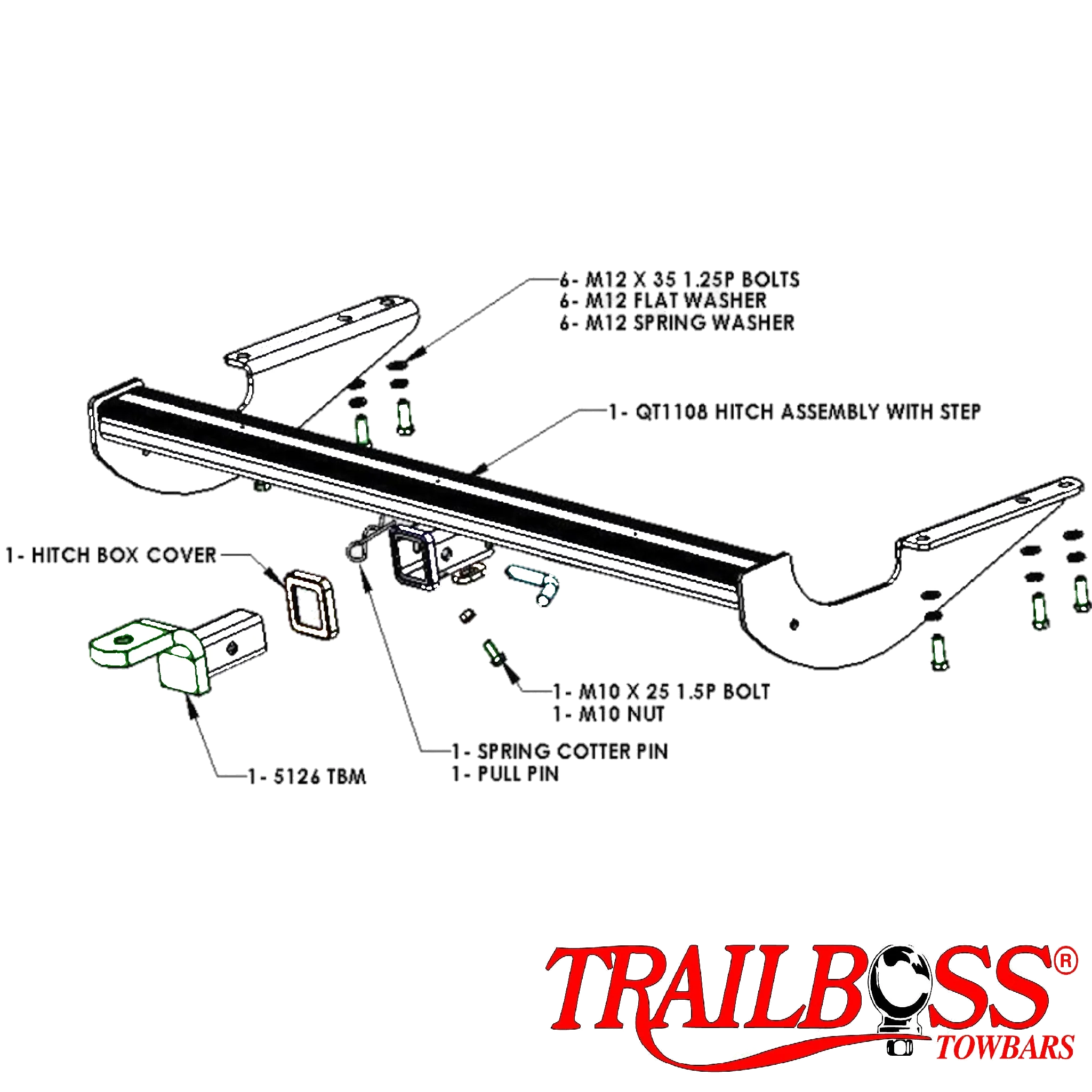 Toyota Tarago People Mover 03/2006 - 06/2021 (Comes with rear step) - Towbar Kit - Image 4